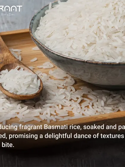 The foundation of a great biryani is fragrant Basmati rice, which I soak and partially cook to ensure a delightful texture.