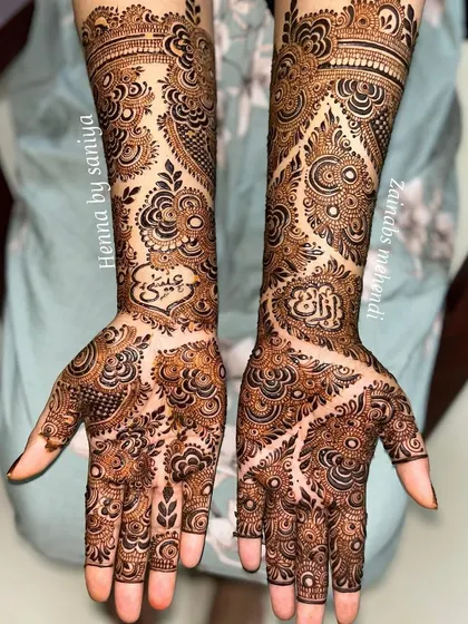 An elegant Indo-Arabic style design with personalized names, done for Eid.