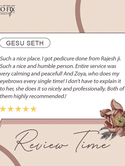 "Such a nice and humble person." A lovely review praising the calming and peaceful pedicure service and professional eyebrow shaping.