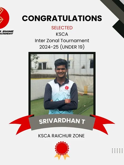 We are proud to announce Srivardhan’s selection to represent Raichur Zone in the KSCA Under 19 Zonals. We wish him a successful tournament.