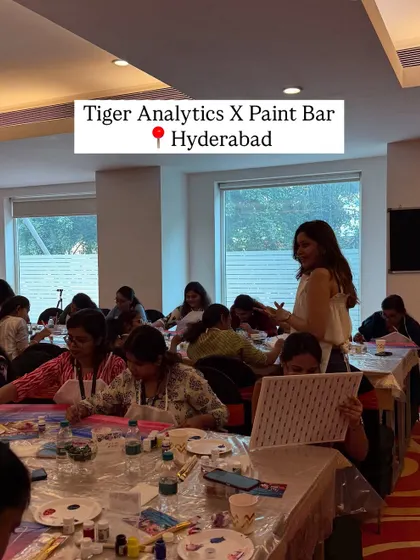 Hosting a workshop for Tiger Analytics in Hyderabad. We can set up our mobile studio in any hotel conference room or office space, bringing the full Paint Bar experience wherever your team is.