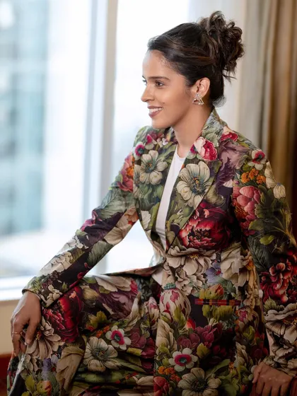 A candid moment with badminton star Saina Nehwal. This portrait showcases a professional yet approachable look, suitable for media features and personal branding.