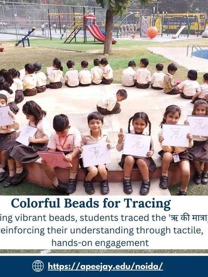 Using vibrant beads, students traced the 'ऋ की मात्रा,' reinforcing their understanding through tactile, hands-on engagement. This creative approach makes learning complex concepts easier.