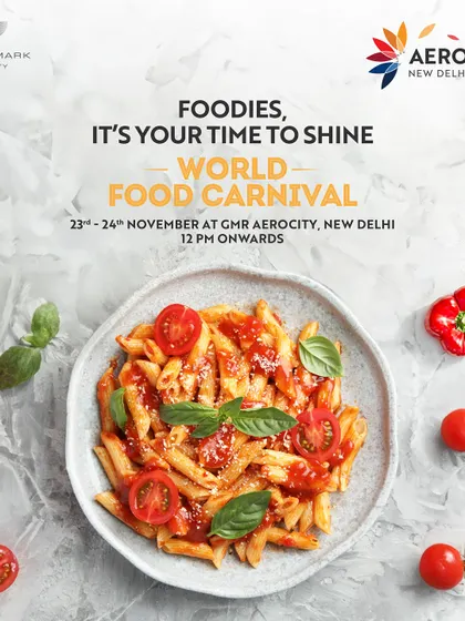 Foodies, it's your time to shine. This image of fresh pasta announces the World Food Carnival, inviting you to taste the world, one bite at a time.