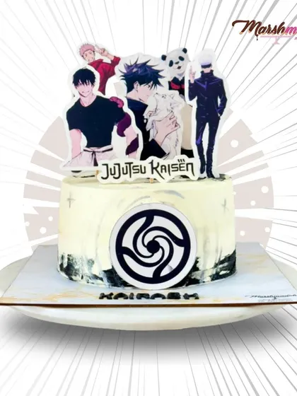 Unleash the crazy energy of sweetness! A special Jujutsu Kaisen-themed birthday cake for an ultimate anime fan. It's the perfect fusion of flavour and fandom.