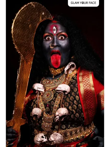This is one of my most ambitious transformations, bringing the fierce and powerful Goddess Kali to life. It's an example of how I use full-body makeup and intricate details to tell a powerful story for conceptual photoshoots.