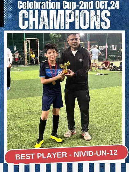 We are proud to see Nivid awarded Best Player for the Under-12 category at the Celebration Cup. His skill, vision, and on-field leadership embody the well-rounded athlete we aim to develop.