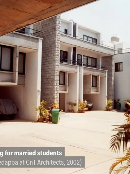 An overview of our housing for married students project at IIM-B. This image is part of a series showcasing our long-term design involvement with the campus.
