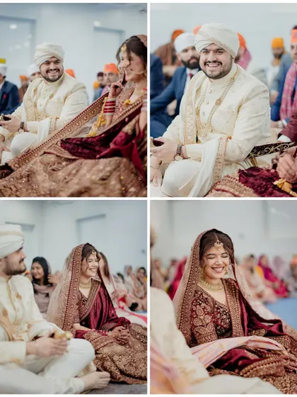 The joy and laughter shared between the bride and groom during their Sikh wedding ceremony are moments we love to capture.