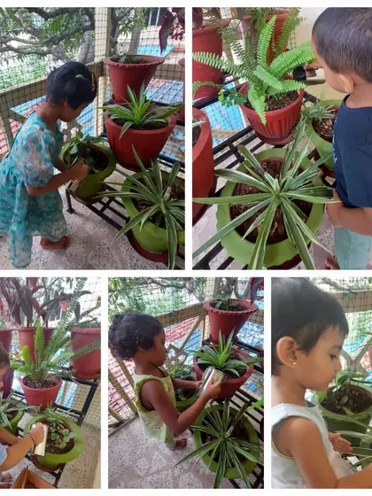 Children taking care of our plants. As part of our World Environment Day activities, and throughout the year, I teach them the importance of nurturing nature and caring for living things.