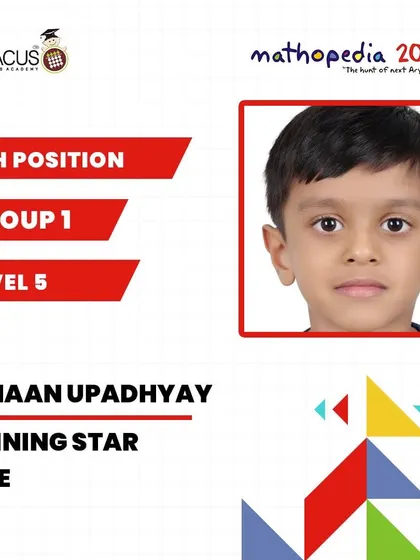 Vihaan Upadhyay from Shining Star, UAE, celebrating his 6th Position win.