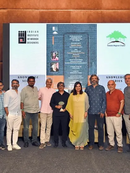 A group photo with all the participants and organizers after a successful design panel.