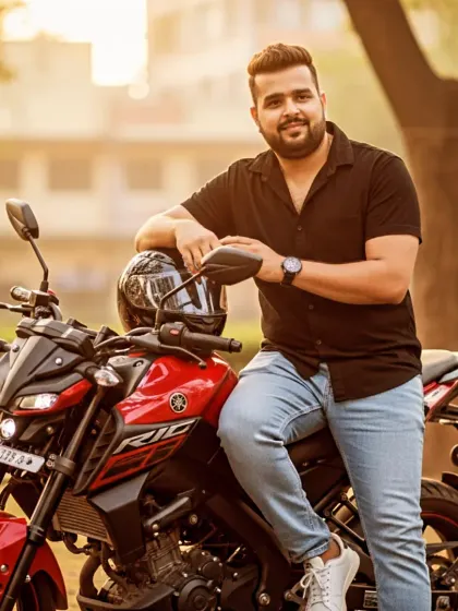 A more casual, approachable shot with a motorcycle. This reflects my everyday life as a Mumbaikar.