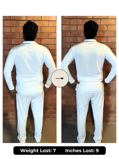 Gaurav shed an impressive 7 kgs and 9 inches. He embraced a disciplined, well-balanced diet, gained strength and energy, and found a positive mindset through our program.