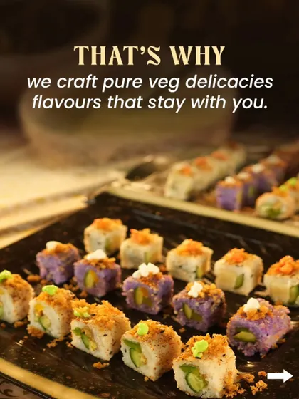 Who says vegetarian food can't be adventurous? Our pure veg sushi rolls are a testament to our global, fusion approach, offering a surprising and delightful twist for your wedding menu.