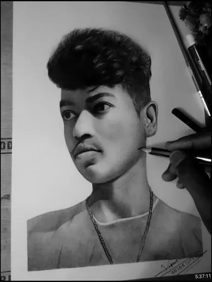A commission artwork of a client named Rohan, shown mid-process.
