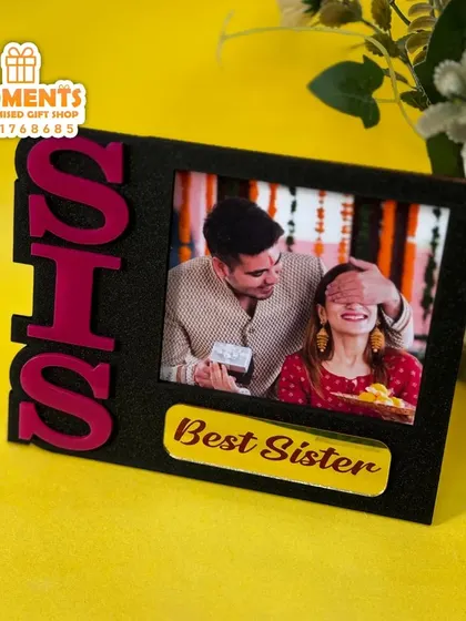 A special photo frame for the 'Best Sister.' This tabletop frame is a perfect gift for Rakshabandhan or her birthday.