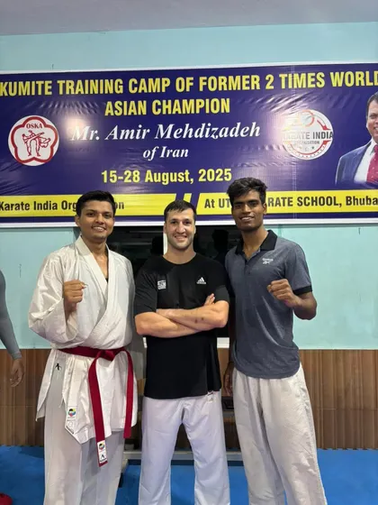 To be the best, you must learn from the best. Here, my students are at a national training camp with Sensei Amir Mehndizadeh, a two-time World and Asian Champion. I ensure my athletes get exposure to world-class coaching.