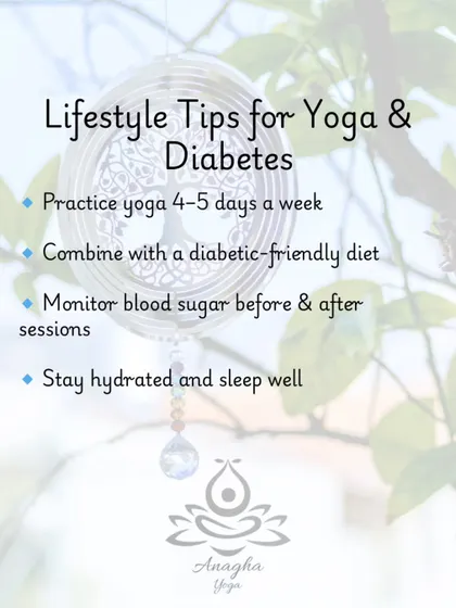 Lifestyle tips are integrated into my diabetes management plans, such as practicing yoga 4-5 days a week and monitoring blood sugar before and after sessions.