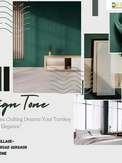 A mood board for a turnkey project, with the tagline "Transforming Spaces, Crafting Dreams," highlighting our comprehensive design solutions.