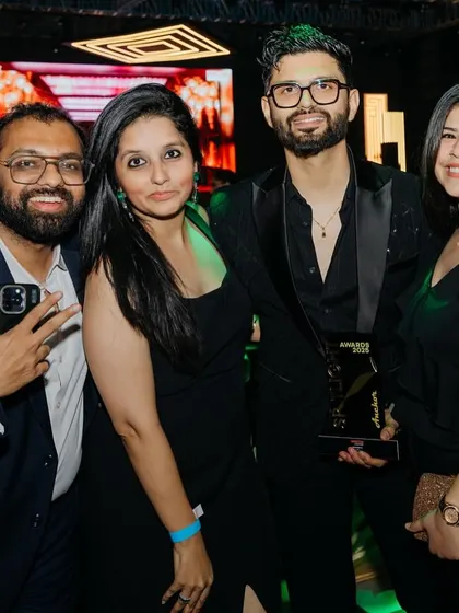 Celebrating an award win with friends and colleagues. The event industry is a community, and it's always great to share these moments.