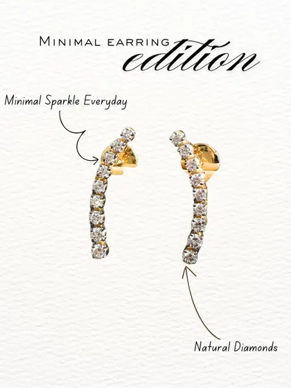 Part of my minimal earring edition, these curved diamond bar studs offer a modern and chic way to add sparkle to your daily look. They are crafted with natural diamonds for an authentic glow.