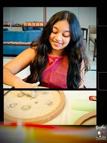 All smiles during a birthday celebration. This young artist is enjoying the process of creating her own unique moon lamp, surrounded by friends and family.