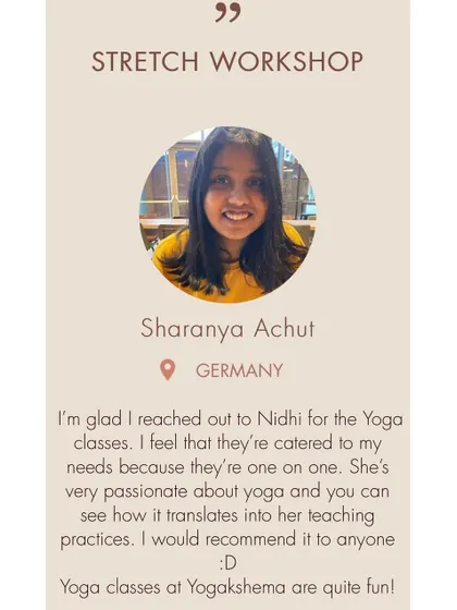 Sharanya's testimonial again, emphasizing the fun and passion in my teaching. I truly believe that when you love what you do, it shows.