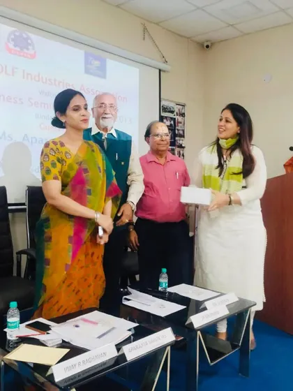 It's wonderful to see organizations taking proactive steps towards POSH compliance. Here I am being felicitated after a session at the DLF Industries Association.