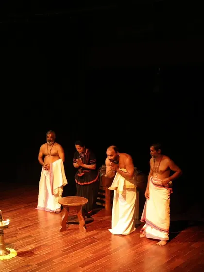 The artists take a bow after the "Shaiva Koothu" performance.