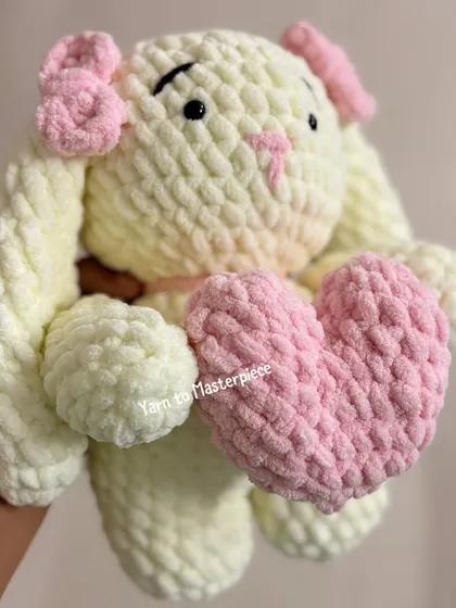 There's nothing like a big, soft hug, and this plushie bunny is made for exactly that. I use extra-thick, velvety yarn to make it incredibly soft and cuddly, a perfect companion for your little one.