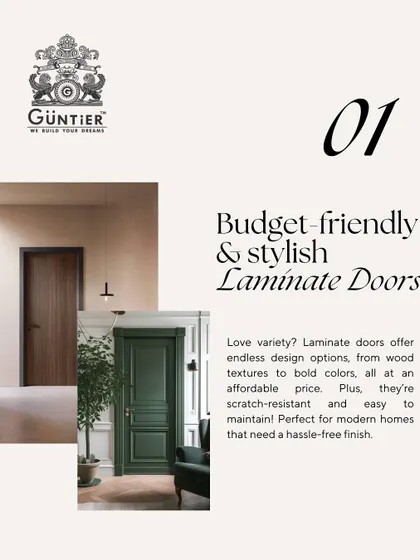 Laminated doors offer incredible variety and durability. This example shows a modern design in a bold color, perfect for a child's room or a creative office space, offering a scratch-resistant and easy-to-maintain finish.