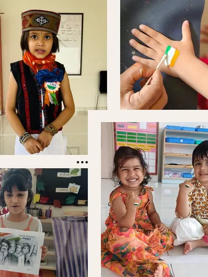 Celebrating Indian Independence Day with patriotic crafts and face paint. These creative activities help children connect with the symbols and spirit of the day.