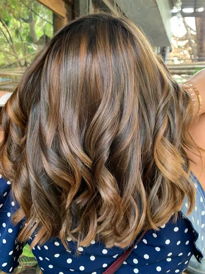 The back view of this glowing brunette look. The highlights are so subtle and natural. (No filter)