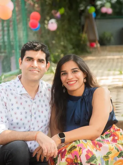 A relaxed portrait of a couple during their child's birthday event. I make sure to capture moments with just the parents too, celebrating their connection.