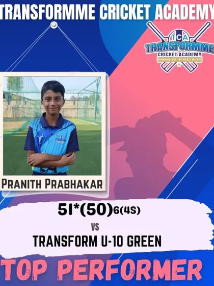Pranith Prabhakar, who also scored a crucial unbeaten fifty in the U-10 practice match.