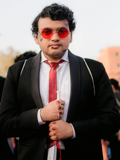 The attention to detail on this Daredevil cosplay was amazing, right down to the fake bruises. This portrait captures the gritty, determined look of the character.