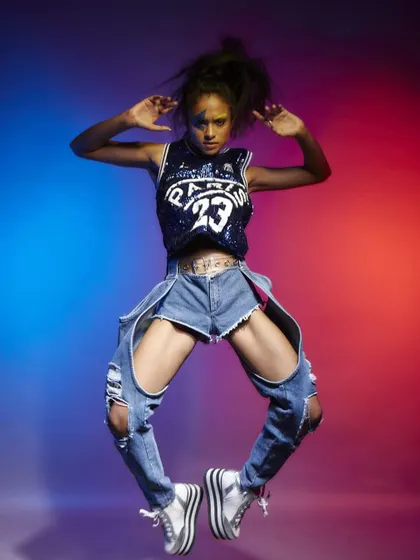 A dynamic jump shot for Diseno.in, capturing movement and the rebellious spirit of the brand's collection.