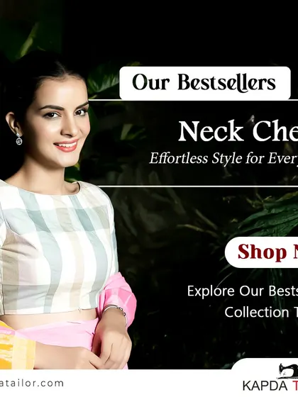 Explore our bestselling collection today. This graphic highlights our popular Neck Check blouse, a perfect example of effortless style for every day.