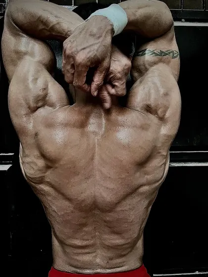 Another angle of the "demon back" pose, highlighting the extreme detail and vascularity that I work for.