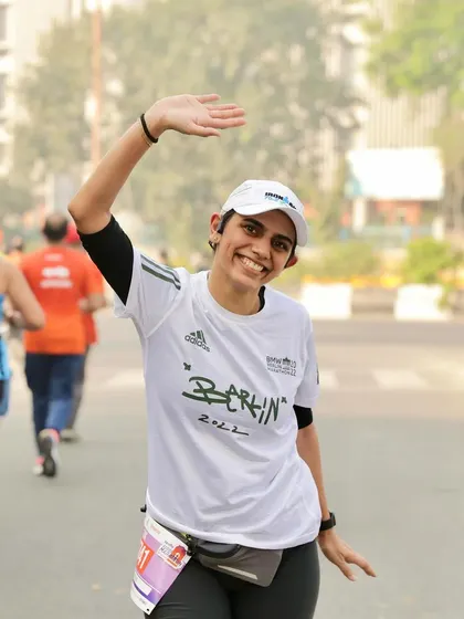 Every finish line is just the beginning of a new race. Here I am, enjoying the moment during the Apollo Tyres New Delhi Marathon.