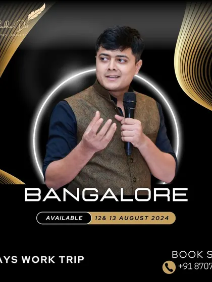 Announcing my 15-day work trip to Bangalore. It's always exciting to connect with clients in different cities, offering Vastu, astrology, and Prakriti analysis to help transform their homes and businesses.