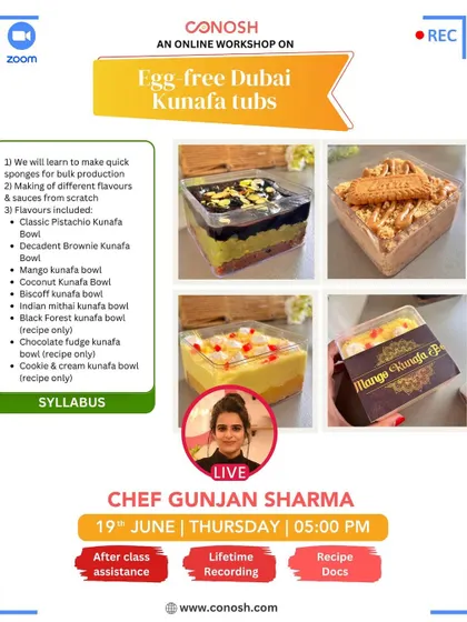 Another look at the popular egg-free Dubai Kunafa tubs. I teach you how to make different sauces and sponges from scratch, including flavors like Mango, Biscoff, and Indian mithai.