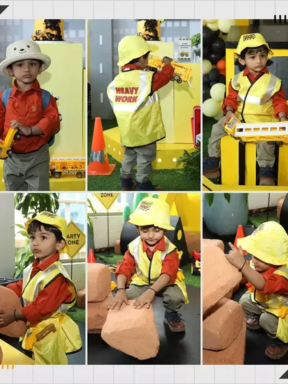 A duplicate of image 14, showing the birthday boy enjoying his construction-themed party.