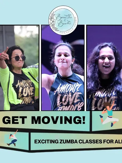 Get moving with my exciting Zumba classes for all. This graphic shows me in my element, on and off the stage.