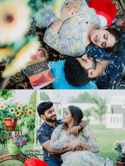 A casual and sweet picnic-style setup in our garden area. We can help arrange props to create personalized and intimate scenes like this for your pre-wedding shoot.