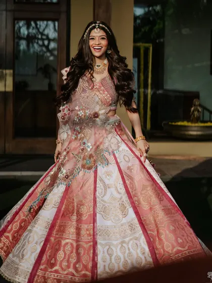 Utsavi looking like a princess. Her smile is radiant and her makeup is absolutely flawless for this important pooja.