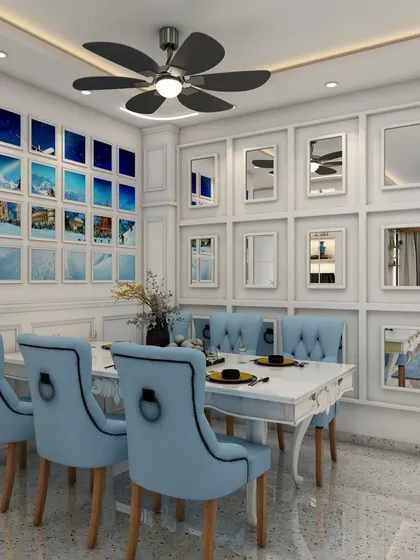 This project collage shows how we bring a vision to life, from the living room with a unique TV unit to the dining area with a gallery wall, all previewed in stunning 3D.