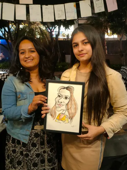 A framed caricature for a guest at a Redbull event, showing how my art can be a great branded gift.