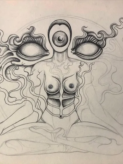 A progress shot of the "Tara" meditation piece.